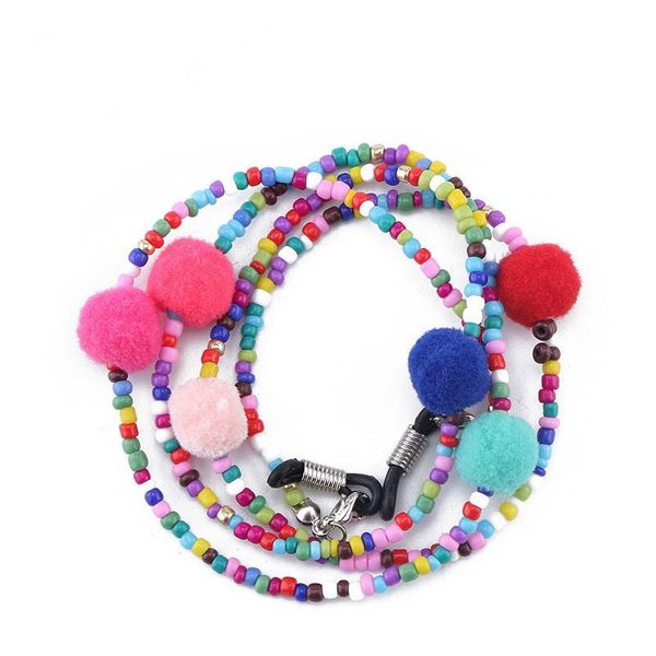 

2020 chic pompon ball charm sunglasses chain reading glasses rope cute colorful rice beads glasses holder accessories h jllamq
