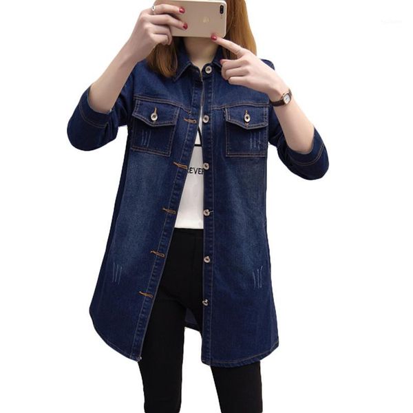 

plus size 5xl women denim jackets new 2019 spring autumn fashion women coats long loose jeans jacket female casual outwear cm1061, Black;brown