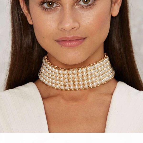

uddein чокеры макси воротник многослойных жемчужных украшений big brand себе choker ожерелье женщина vintage смоделированы жемчужное ожерель, Silver