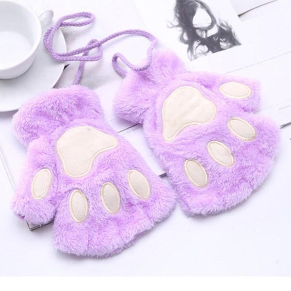

2020 fashion women plus velvet thickening half-finger flip keep warm gloves youthful style cute beautiful gloves mittens, Blue;gray