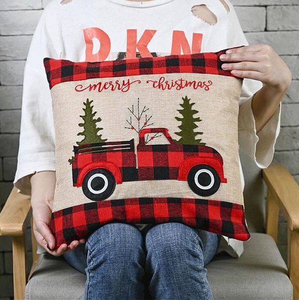 

42 * 42см новогоднего украшения наволочка диван автомобили throw подушка обложка xmas tree плед наволочка красного автомобиль trucker наволо