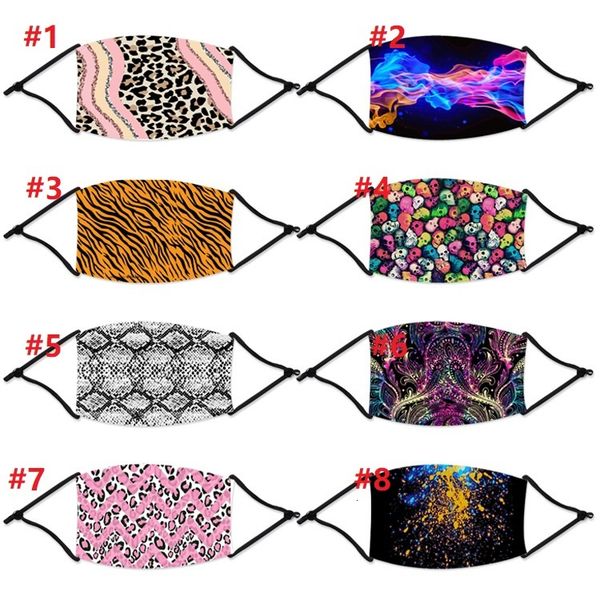 

washable pm2.5 kids 100pcs face dustproof adjustable mask outdoor leopard skull print mouth masks 8s