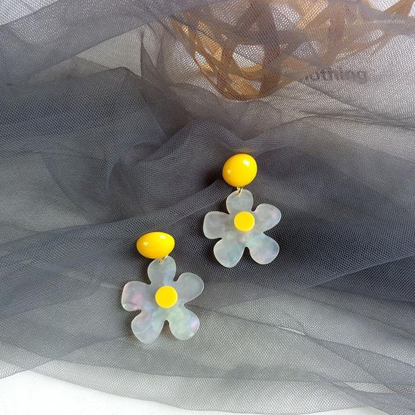 

fashion delicate jewelry flower drop earrings sweet yellow round post earrings jewelry for girls women gifts selling1, Silver