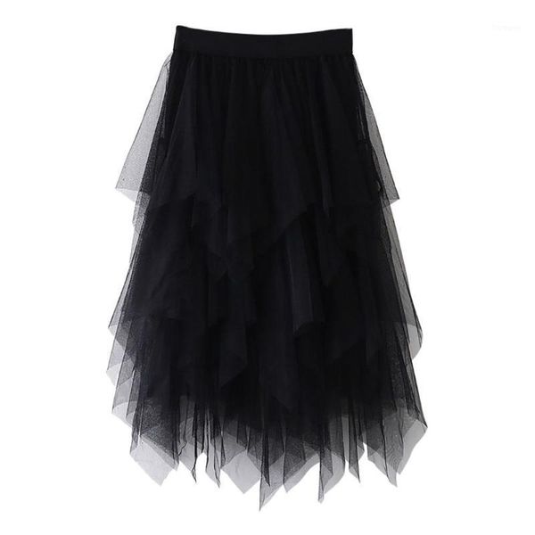 

women fashion pretty elegant high waist lady pleated short skirt tutu dancing skirt pretty irregular1, Black