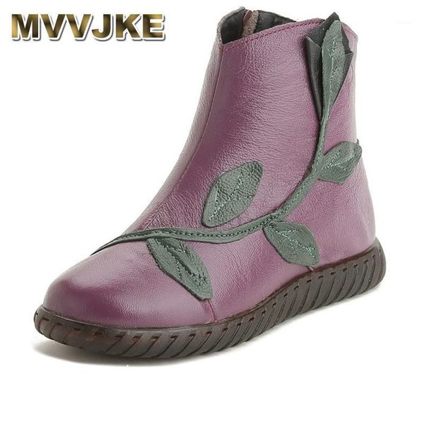 

boots mvvjke winter shoes women ankle woman genuine leather flats casual warm plush snow1, Black