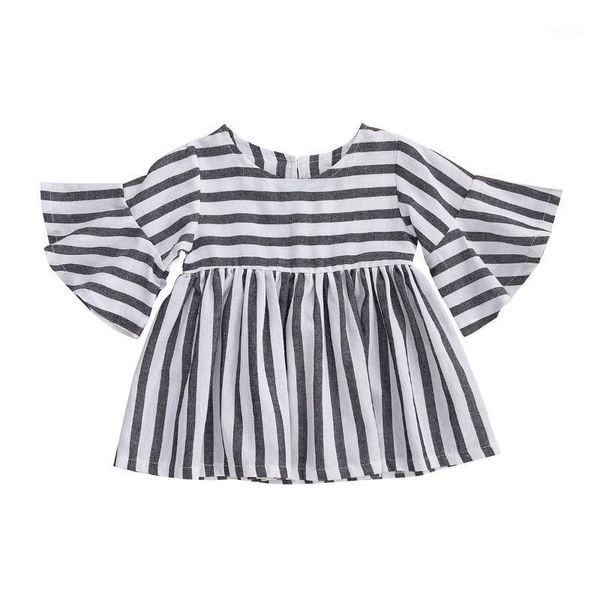 

girl's dresses kids baby girls trumpet sleeve striped dress summer fashion for 1-6years mini shirt1, Red;yellow