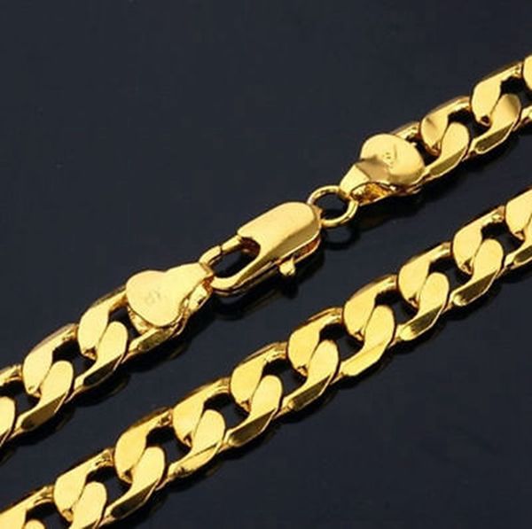 

classic chain link 18kyellow gold filled cuban chain mens necklace chain 23.6", Silver