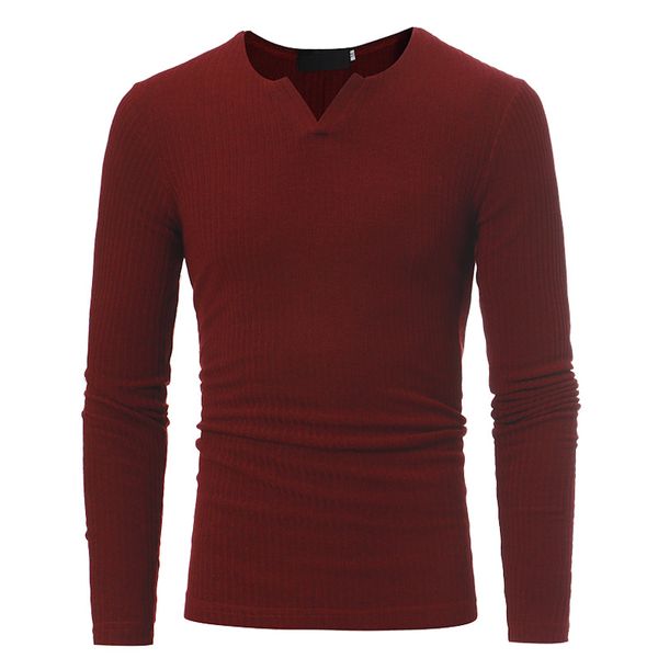 

brand men's t shirt knitted thin strip long sleeve v - neck for male solid color tshirt kg-958, White;black