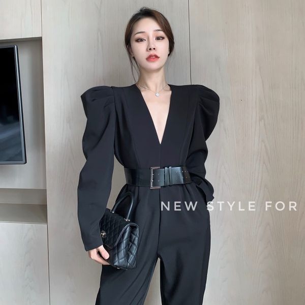

autumn 2020 new hong kong style loose wide leg high waist casual thin one piece pants women's wear