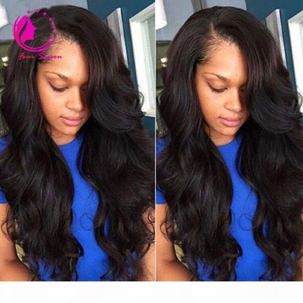 

unprocessed lace front human hair wigs peruvian virgin hair front lace wigs body wave full lace human hair wigs for black women, Black;brown