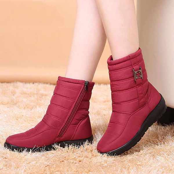 

women boots 2020 warm fur non slip boots women zipper waterproof casual shoes comfortable flats shoes woman plus size, Black