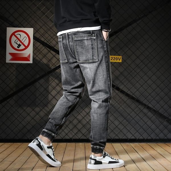 

xhmyp autumn and winter jeans men's jeanselastic large harem black gray casual jeansjeans and loose casual pants men's high waiste, Blue