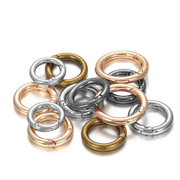 

5pcs spring o-ring buckles clips carabiner purses handbags round push trigger snap hooks for diy jewellery making acc wmtpsk, Silver