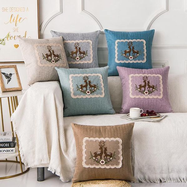 

2021 decorative elk sika deer pillow cushion covers pillowcase pillows linen home chenille throw nordic cushions sofa for sofa1