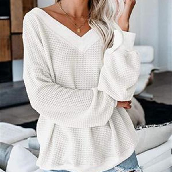 

fashion designer women casual shirts long sleeve t shirt v-nck womens autumn t shirts luxury loose women shirts size s-3xl, White