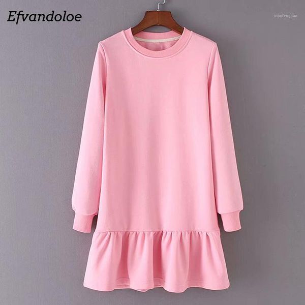 

efvandoloe long sweatshirt women autumn woman clothes sudaderas korean style pink pullovers1, Black