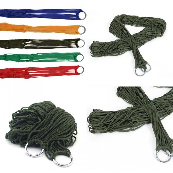 

hammock nylon rope reticular portable many colour swing camp leisure time hammocks outdoors articles factory direct selling 6 7tp p1