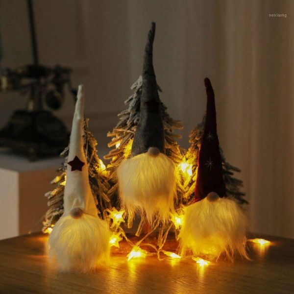 

christmas drop pendant led lighting gnome doll with long cone hat indoor holiday night glowing light decoration1