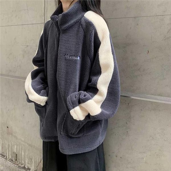 

oversize womens clothing spring fall winter new fashion patchwork coats thick jackets ladies plus size streetwear korean chic, Black