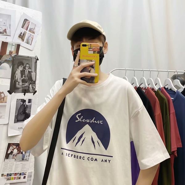 

harajuku bf style short men's korean loose scenery half sleeve t-shirt summer fashion brand clothes, White;black