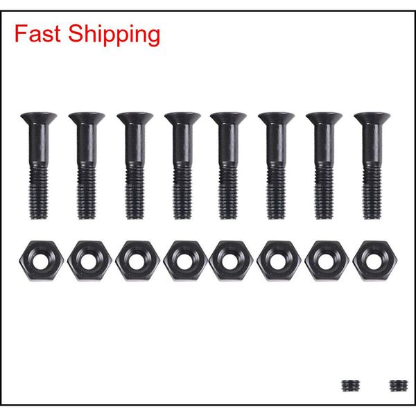 

16 pieces skateboard hardware set, carabon steel screws with nuts, replacement spare parts for longboard trucks repair rebuilding bbiwt