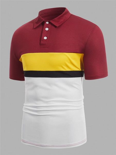 

men color block polo shirt 061o#, White;black