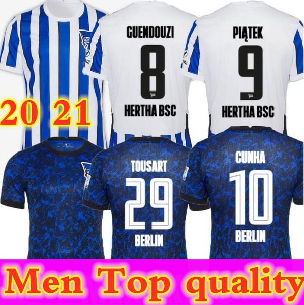 

piatek 20 21 hertha bsc soccer jerseys duda cunha kalou kopke mittelstadt torunarigha tousart 2020 2021 hertha berlin home football shirt, Black;yellow