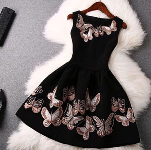

round neck sleeveless print waist up swing dress new round butterfly neck sleeveless butterfly print waist up swing dress style new style na, Black;gray