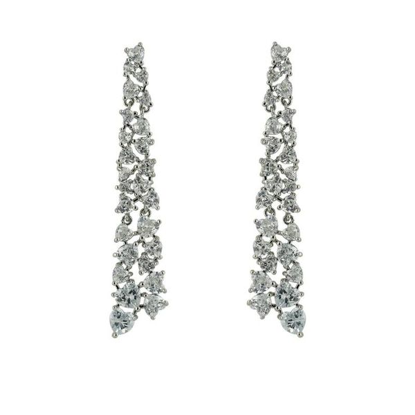 

cubic zircon cz wedding dangle earring for bridal women girl prom jewelry with 925 silver pin