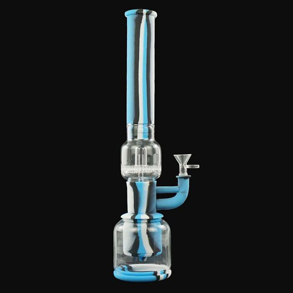 forma cilindrica Vetro Narghilè Fumo Acqua Bong filtro Olio silicone cera dab rig Accessori per fumo due sezioni