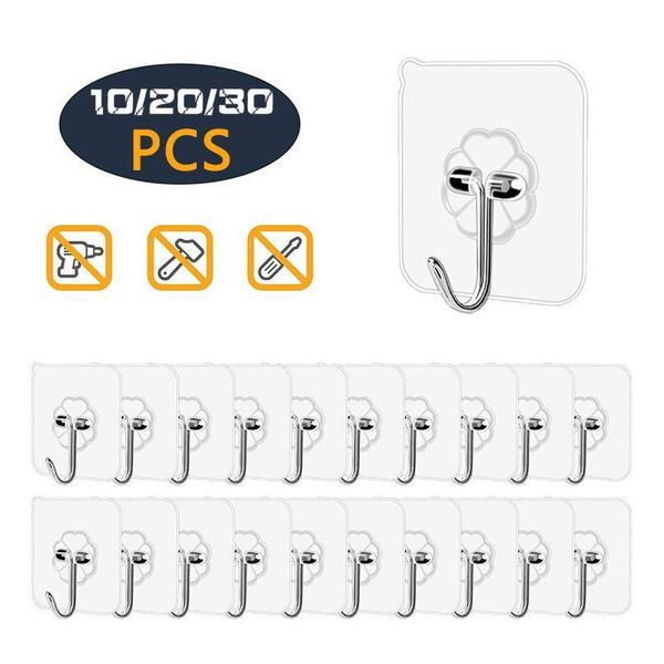 

30/20/10pcs transparent strong self adhesive door wall hangers hooks suction heavy load rack cup sucker for kitchen jllxsi