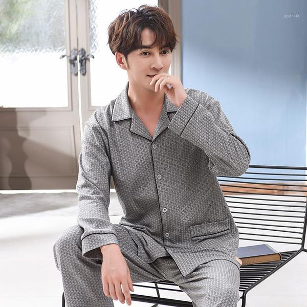 

winter full pure cotton pajamas men 2 pieces lounge sleepwear pijama man's warm bedgown home clothes geometric patterns pajamas1, Black;brown