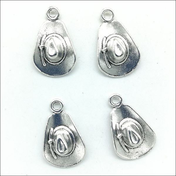 

100pcs / lot cowboy hat cap tibetan silver charms pendants for jewelry making diy bracelet necklace earrings 21*13mm, Bronze;silver