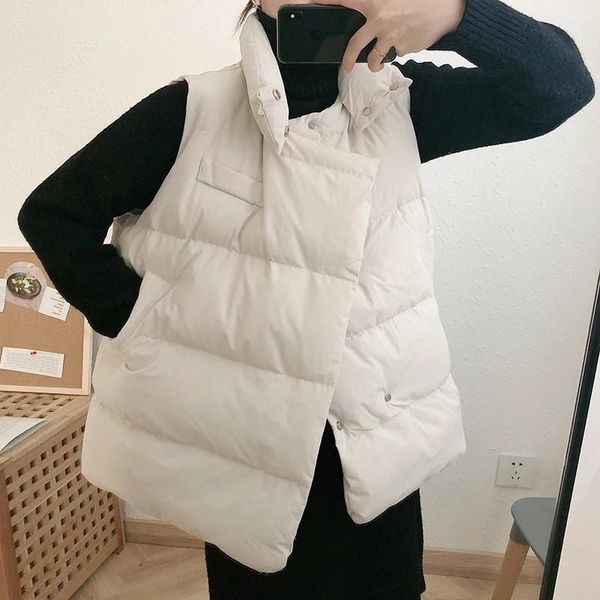 

women's vests 2021 autumn winter parka vest coat jacket down cotton sleeveless cotton-padded clothes solid color wasitcoat m820, Black;white