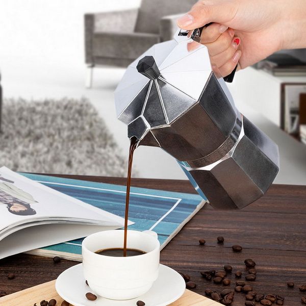 

aluminum maker espresso moka coffee 50/100/150/300/450/600ml percolator pot practical moka#2 q1218