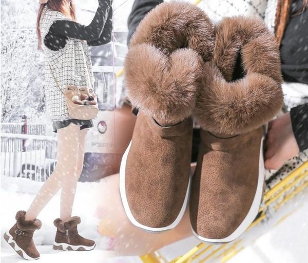 

outdoor women winter boots thicken warm plush snow boots sports travel waterproof non-slip platform shoes, Black
