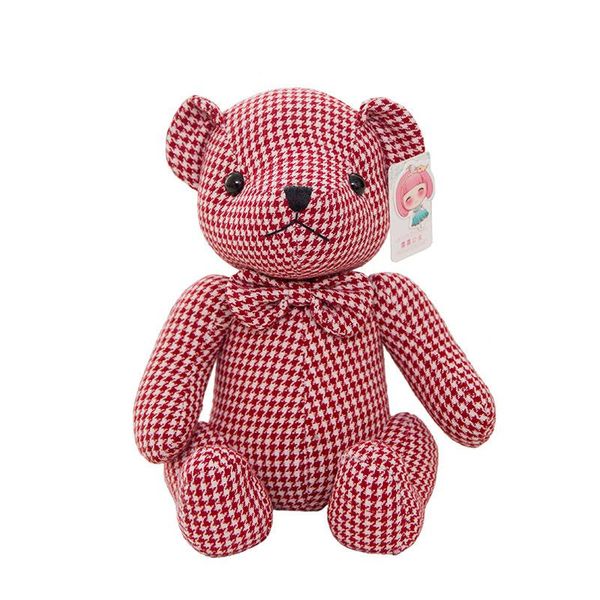 

22-28 cm kawaii lattice bear plush toy stuffed soft lovely couple bear bolls for children birthday gifts