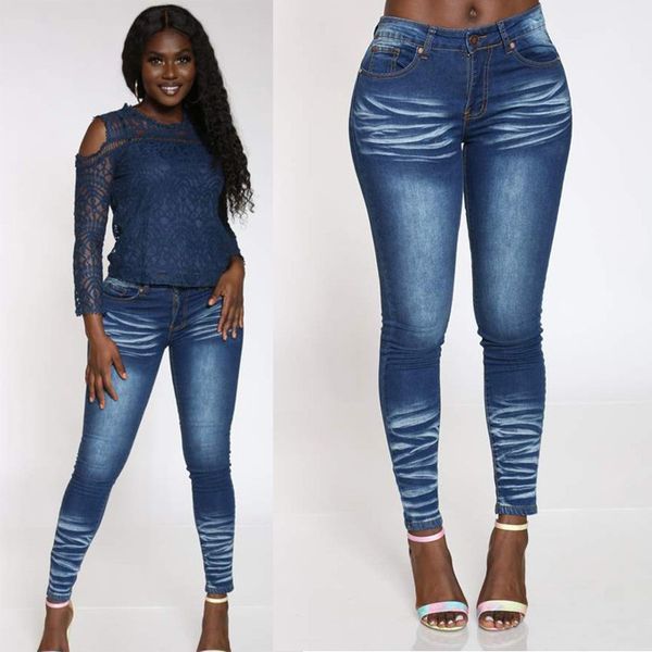 

1c low waisted stretch jeans womens cat beard jeans, Blue