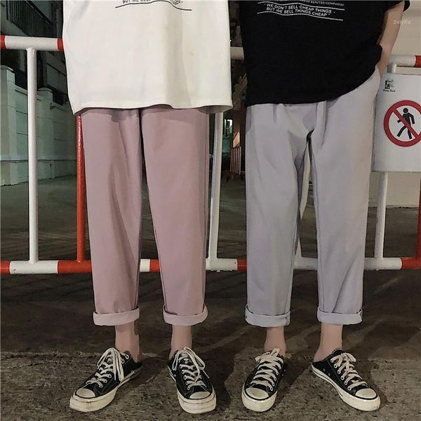 

2019 summer men's leisure cotton haren pants loose casual pants tide straight black/pink/apricot color trousers m-2xl1