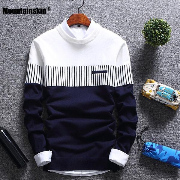 

mountainskin new men's autumn winter pullover wool slim fit knitted sweater striped mens brand clothing casual pull homme sa752, White;black