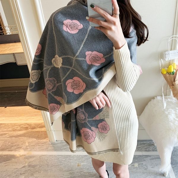 

zk9l gorgeous all matched shawl cashmere silk cotton feeling jacqurd scarf winter cape stole 26o grams size 200*70cm3471, Black;white