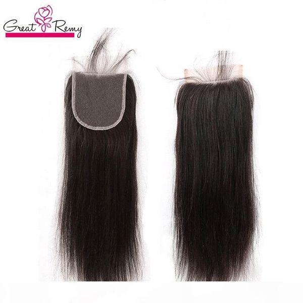 

greatremy 4x4 closure hairpieces natural color silky straight malaysian hair 8"-24" unprocessed virgin human hair lace closur, Black;brown