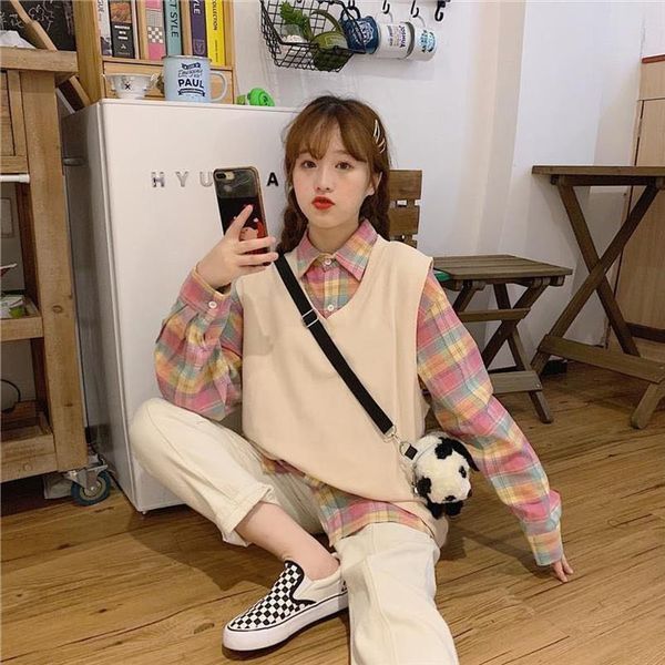 

sweater for women geometric rhombic knitted vest sweater v neck sleeveless england style female waistcoat chic female, White;black