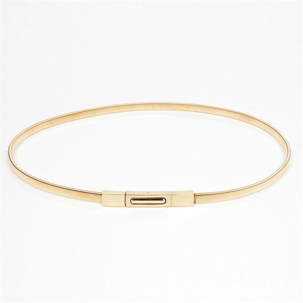 

2021 new women metal belt chain fashion metal buckle thin elastic waist gold/sliver women skinny belt chain bl02-1, Black;brown