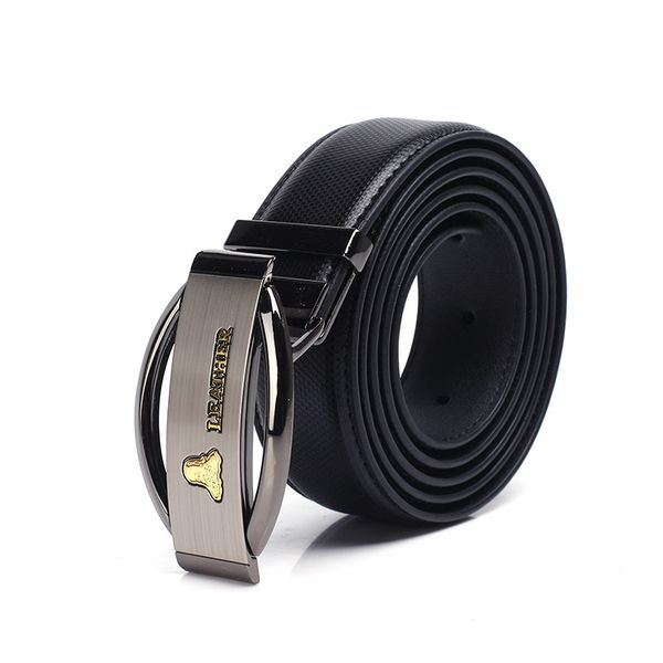 

old mans head authorization genuine leather korean style smooth buckle belt mens cowhide buckle belt, Black;brown