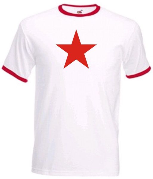 

sport 100% cotton summer printed o-neck streetwear red star footballer t-shirt retro cuba communist political ringer order t shirts