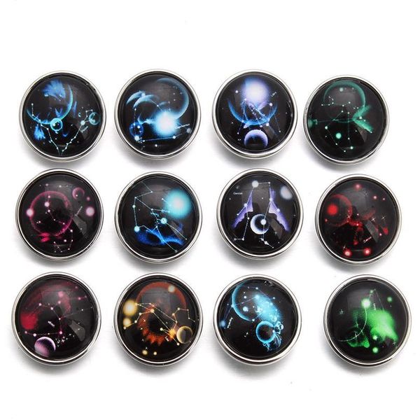 

10pcs/lot new glass snap button jewelry random 12 constellation fit 18mm diy snap bracelet bangle neckla sqcsxh