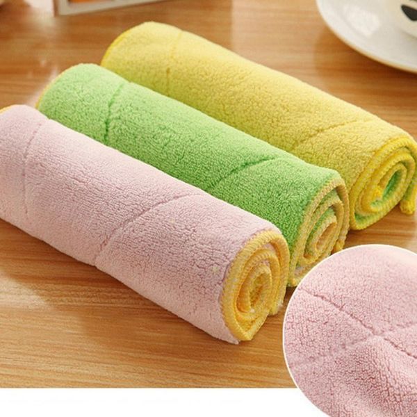 

factory price bamboo household cloths 5 color dish cloth fiber washing towel magic kitchen cleaning wiping rags