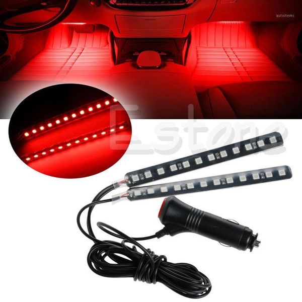

new red 2x12 led car interior footwell floor decor atmosphere light neon strips1