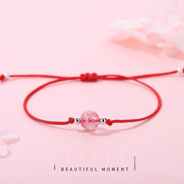 

nf2r0 xinwancheng bracelet braceletstrawberry bracelets925 strawberry red crystal rope silver women's korean version of fashion benming, Golden;silver